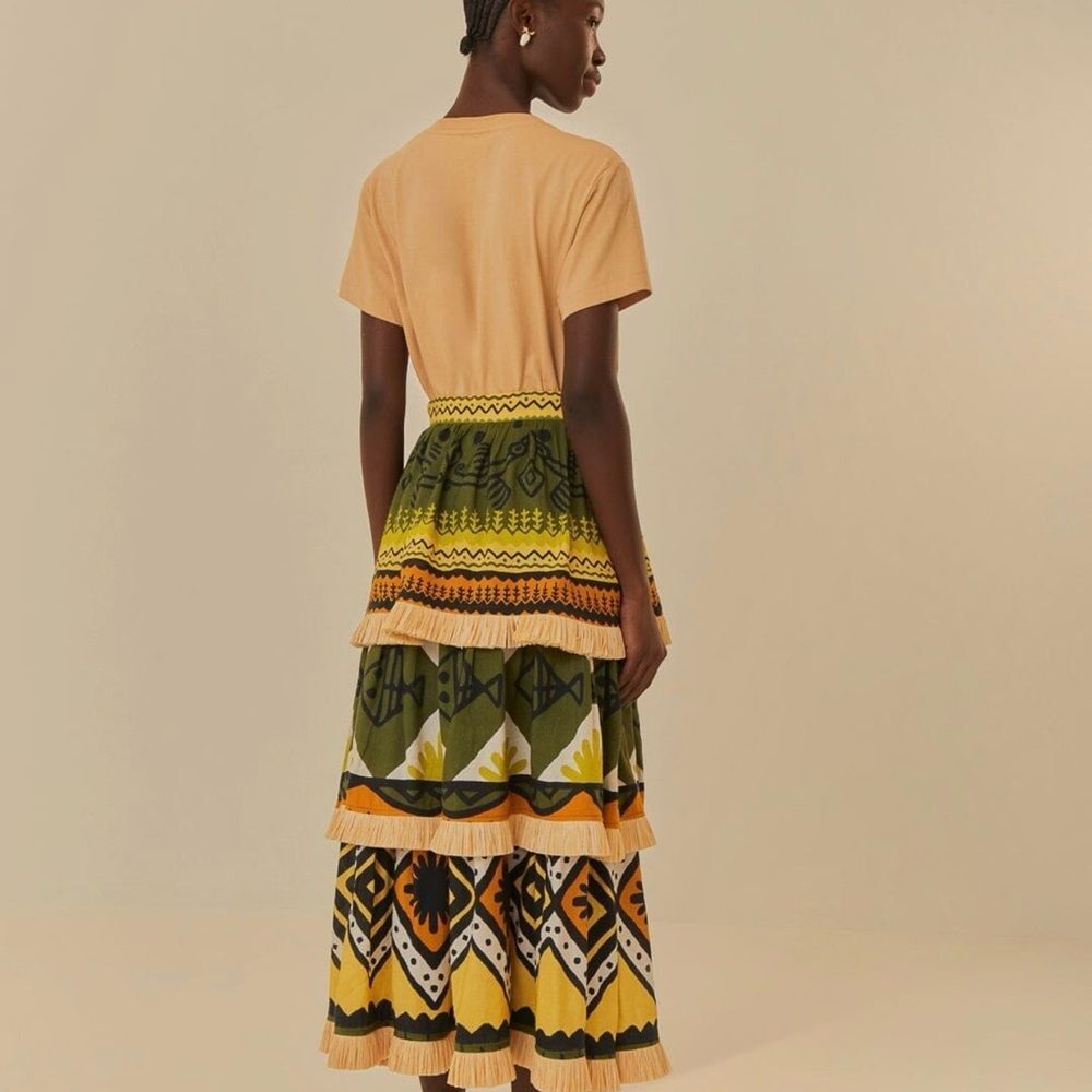 Farm Rio Green Creation Midi Skirt XS NWT - Picture 3 of 9